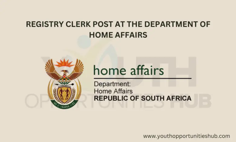 REGISTRY CLERK POST AT THE DEPARTMENT OF HOME AFFAIRS