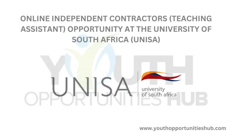 ONLINE INDEPENDENT CONTRACTORS (TEACHING ASSISTANT) OPPORTUNITY AT THE UNIVERSITY OF SOUTH AFRICA (UNISA)
