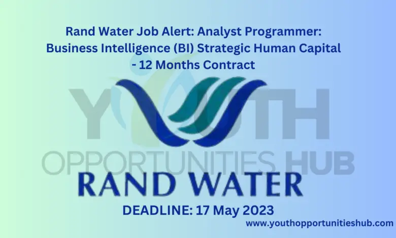 Rand Water Job Alert: Analyst Programmer: Business Intelligence (BI) Strategic Human Capital - 12 Months Contract
