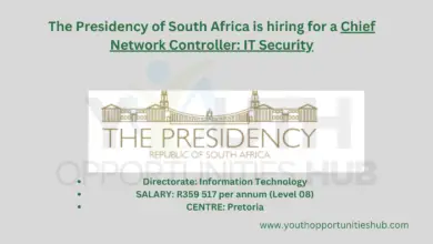 Photo of The Presidency of South Africa is hiring for a Chief Network Controller: IT Security