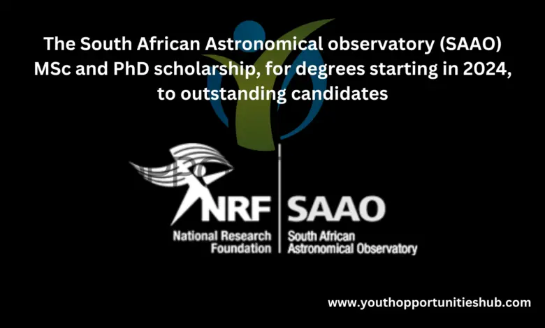 The South African Astronomical observatory (SAAO) MSc and PhD scholarship, for degrees starting in 2024, to outstanding candidates