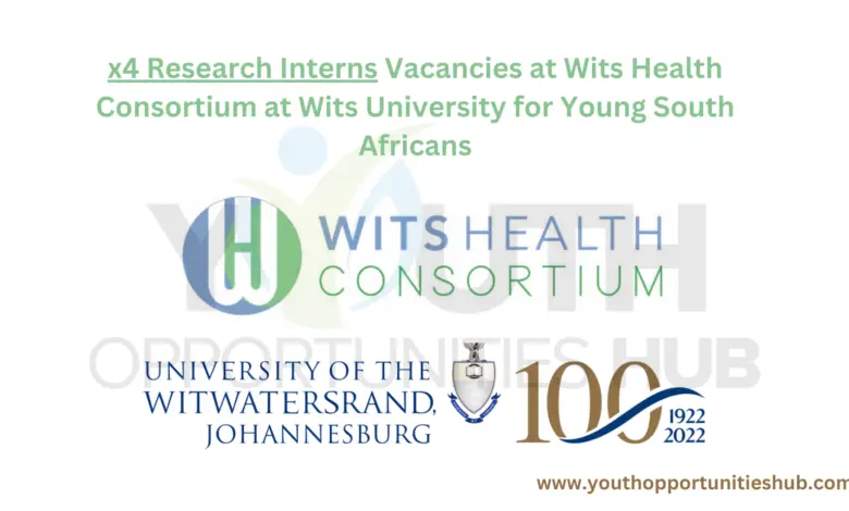 x4 Research Interns Vacancies at Wits Health Consortium