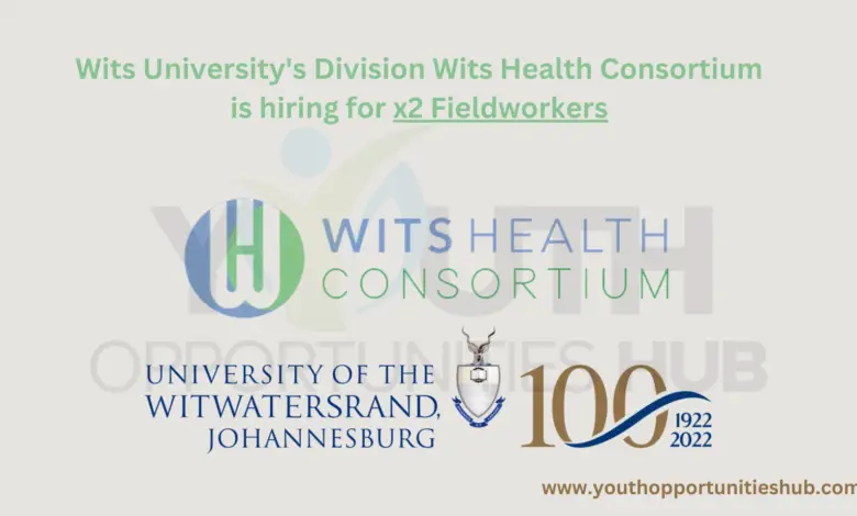 Wits University's Division Wits Health Consortium is hiring for x2 Fieldworkers