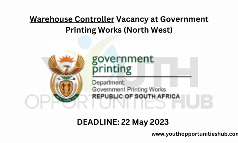 Warehouse Controller Vacancy at Government Printing Works (North West)
