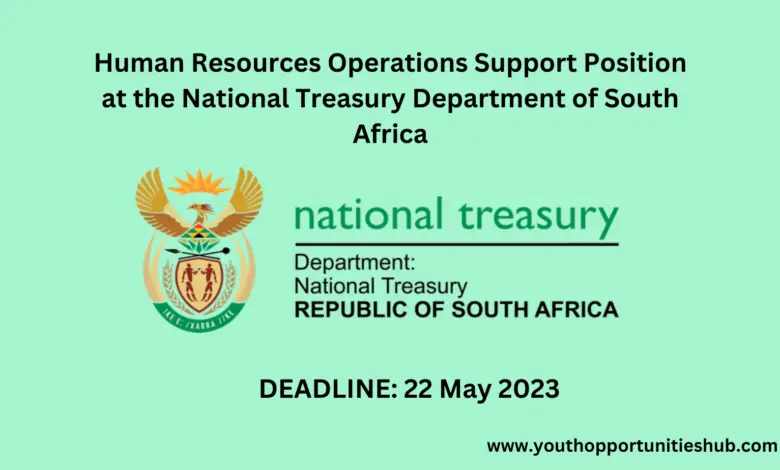 Human Resources Operations Support Position at the National Treasury Department of South Africa