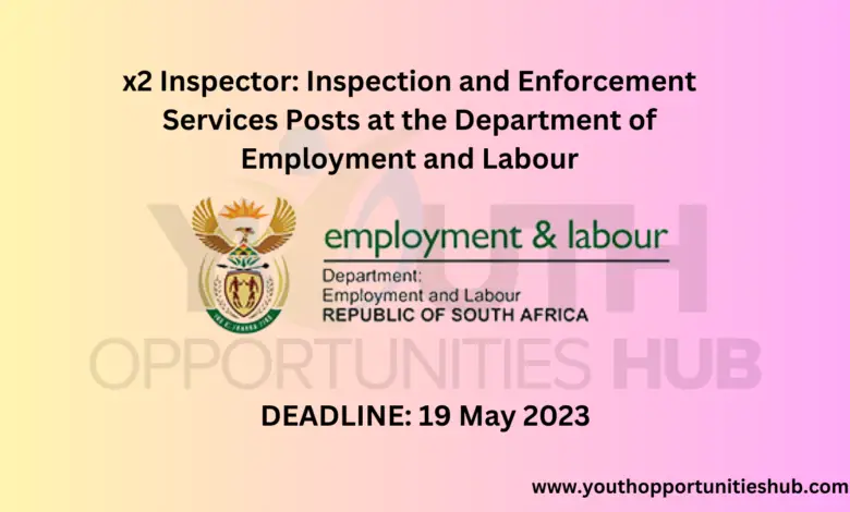 x2 Inspector: Inspection and Enforcement Services Posts at the Department of Employment and Labour