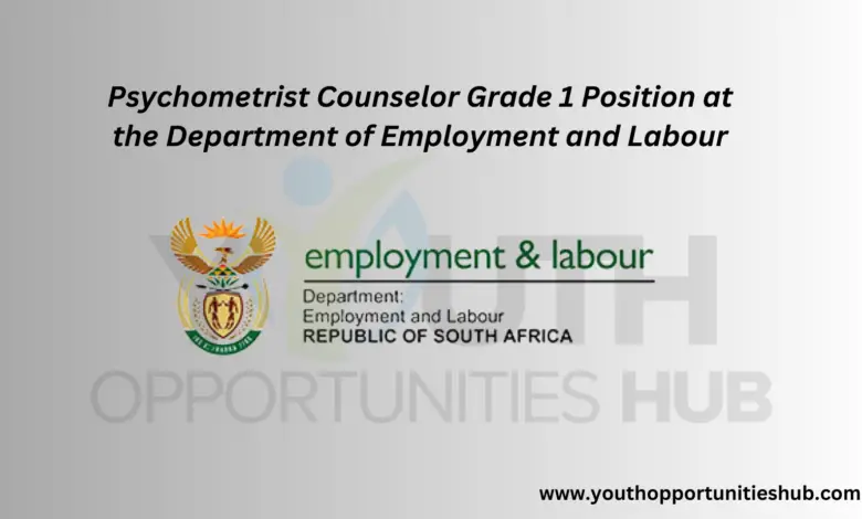 Psychometrist Counselor Grade 1 Position at the Department of Employment and Labour