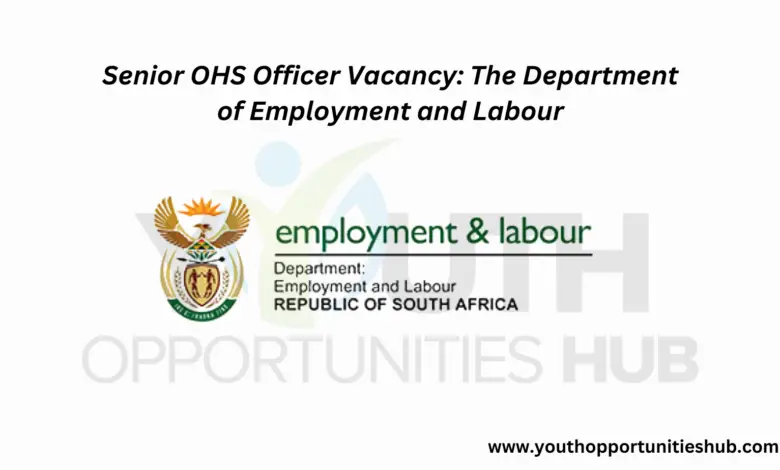 Senior OHS Officer Vacancy: The Department of Employment and Labour