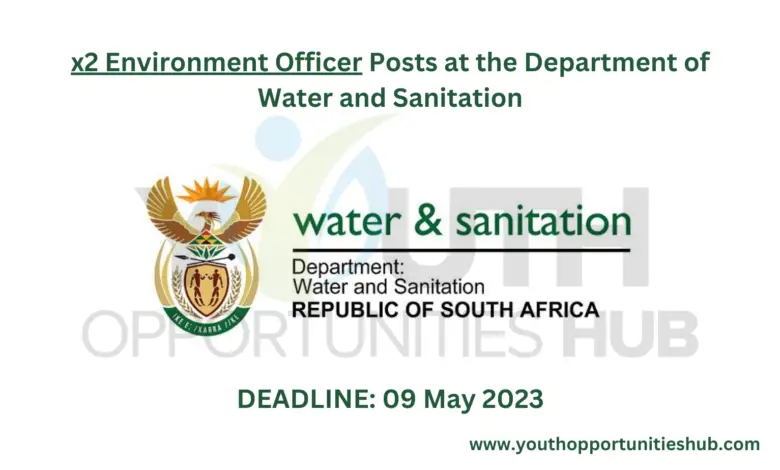 x2 Environment Officer Posts at the Department of Water and Sanitation (South Africa)