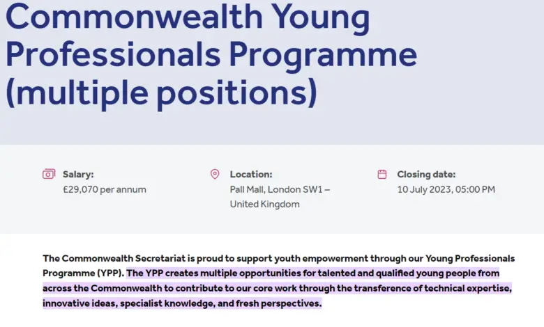 The Commonwealth Secretariat Young Professionals Programme (YPP)