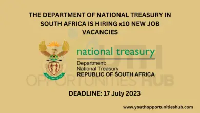 THE DEPARTMENT OF NATIONAL TREASURY IN SOUTH AFRICA IS HIRING x10 NEW JOB VACANCIES