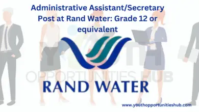 Administrative Assistant/Secretary Post at Rand Water: Grade 12 or equivalent