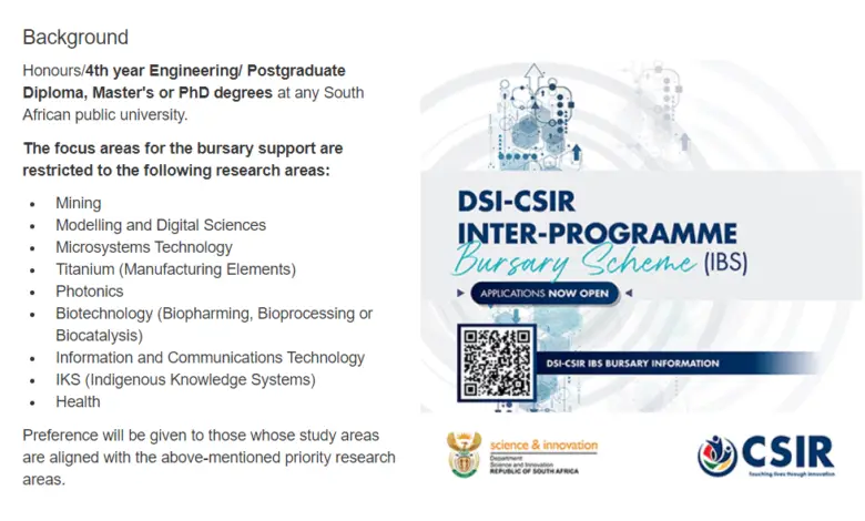 Call for applications: UNISA DST-CSIR Inter-Bursary Support Programme 2024