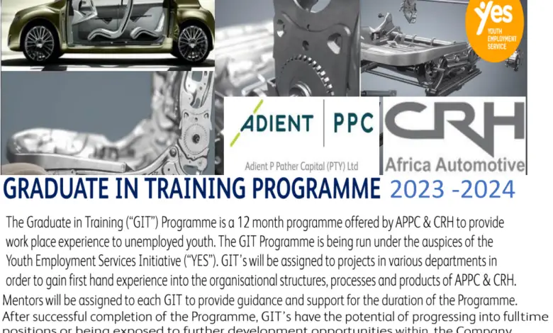 APPC & CRH YES! GRADUATE IN TRAINING PROGRAMME FOR QUALIFIED YOUNG SOUTH AFRICANS