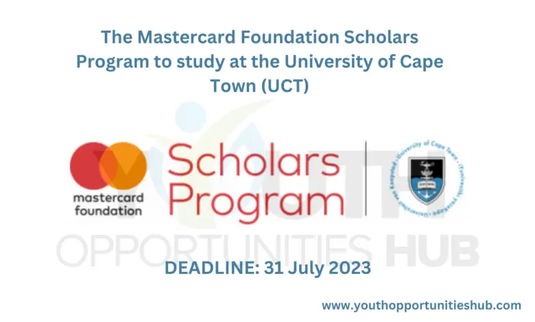 The Mastercard Foundation Scholars Program to study at the University of Cape Town (UCT)