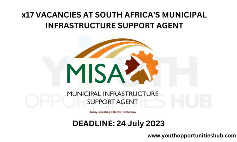 x17 VACANCIES AT SOUTH AFRICA'S MUNICIPAL INFRASTRUCTURE SUPPORT AGENT