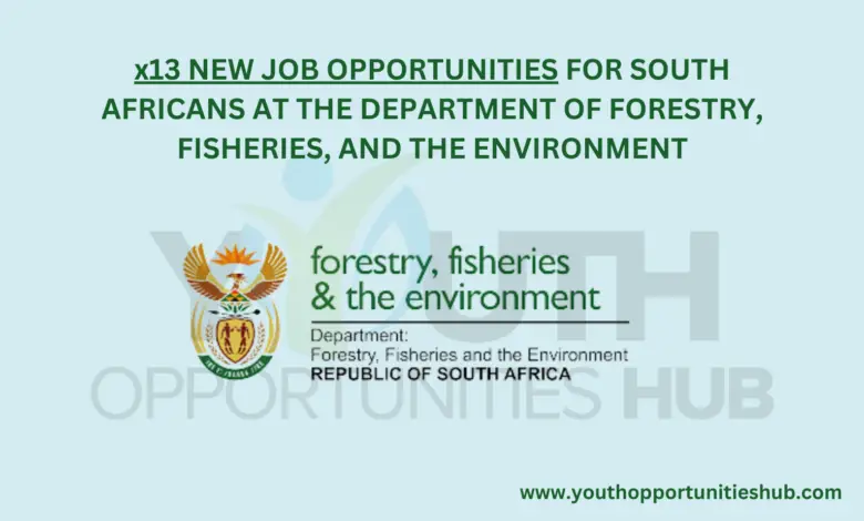 x13 NEW JOB OPPORTUNITIES FOR SOUTH AFRICANS AT THE DEPARTMENT OF FORESTRY, FISHERIES, AND THE ENVIRONMENT