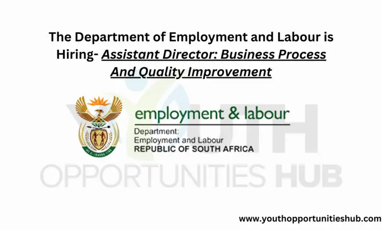 The Department of Employment and Labour is Hiring- Assistant Director: Business Process And Quality Improvement