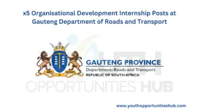 Photo of x5 Organisational Development Internship Posts at the Gauteng Department of Roads and Transport