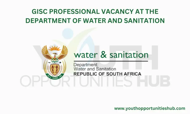 GISC PROFESSIONAL VACANCY AT THE DEPARTMENT OF WATER AND SANITATION