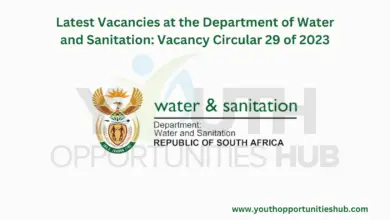 Photo of Latest Vacancies at the Department of Water and Sanitation: Vacancy Circular 29 of 2023