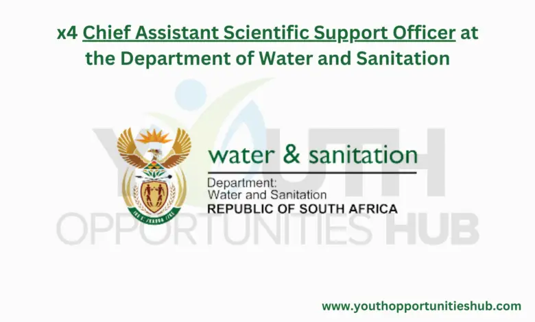 x4 Chief Assistant Scientific Support Officer at the Department of Water and Sanitation