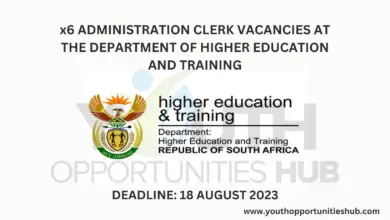 Photo of x6 ADMINISTRATION CLERK VACANCIES AT THE DEPARTMENT OF HIGHER EDUCATION AND TRAINING