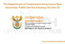 Photo of The Department of Cooperative Governance New Vacancies: Public Service Vacancy Circular 30