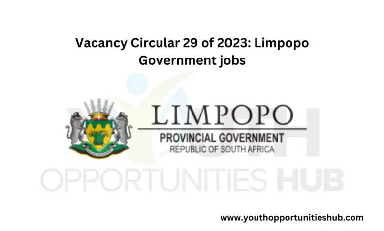 Vacancy Circular 29 of 2023: Limpopo Government jobs