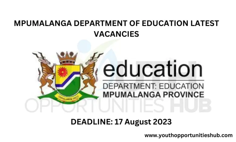Mpumalanga Department of Education latest vacancies