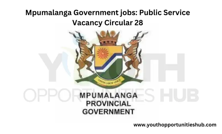 Mpumalanga Government jobs: Public Service Vacancy Circular 28