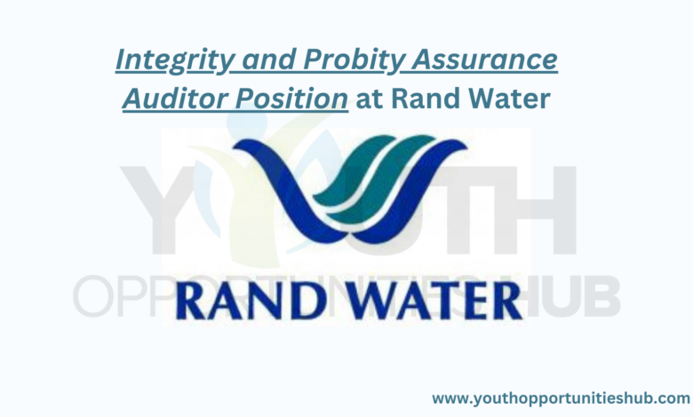 Integrity and Probity Assurance Auditor Position at Rand Water