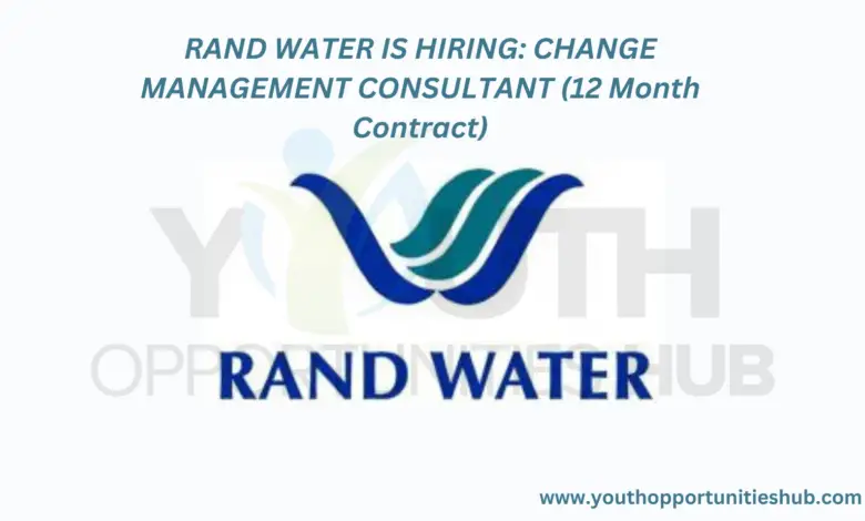 RAND WATER IS HIRING: CHANGE MANAGEMENT CONSULTANT