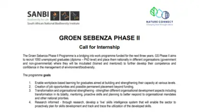 The Groen Sebenza Phase II Programme: GS Phase II aims to recruit 1050 unemployed South African graduates