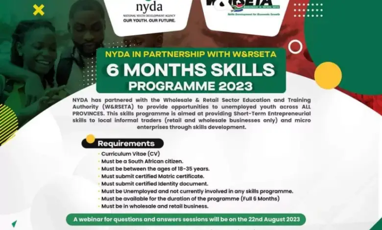 NYDA in Partnership with W&RSETA: 6-Month Skills Programme 2023