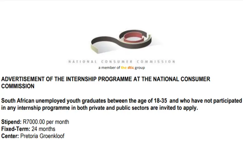 ADVERTISEMENT OF THE INTERNSHIP PROGRAMME AT THE NATIONAL CONSUMER COMMISSION OF SOUTH AFRICA