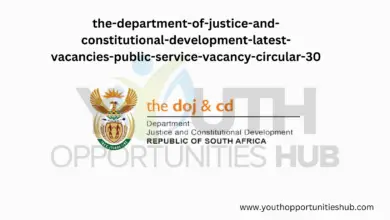 Photo of The Department of Justice and Constitutional Development Latest Vacancies- Public Service Vacancy Circular 30