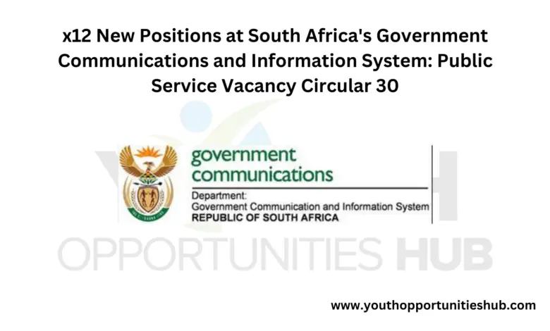 x12 New Positions at South Africa's Government Communications and Information System: Public Service Vacancy Circular 30
