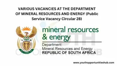 Photo of VARIOUS VACANCIES AT THE DEPARTMENT OF MINERAL RESOURCES AND ENERGY (Public Service Vacancy Circular 28)
