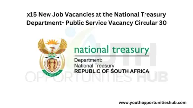 x15 New Job Vacancies at the National Treasury Department- Public Service Vacancy Circular 30