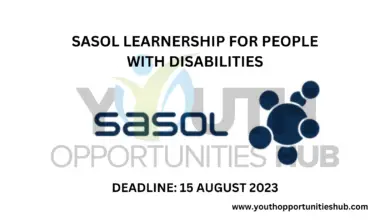 SASOL LEARNERSHIP FOR PEOPLE WITH DISABILITIES