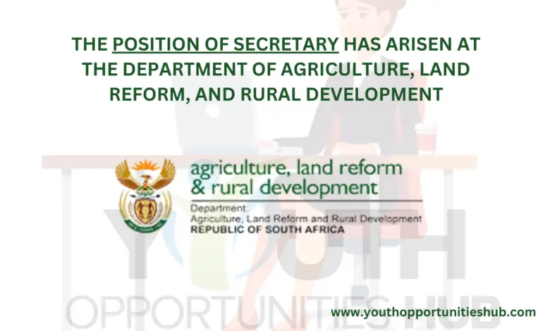 Secretary Vacancy at the Department of Agriculture, Land Reform, and Rural Development