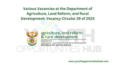 Various Vacancies at the Department of Agriculture, Land Reform, and Rural Development: Vacancy Circular 29 of 2023