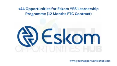x44 Opportunities for Eskom YES Learnership Programme (12 Months FTC Contract)