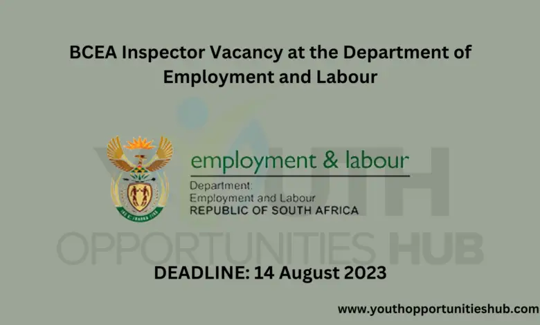 BCEA Inspector Vacancy at the Department of Employment and Labour