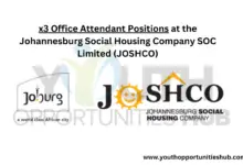 Photo of x3 Office Attendant Positions at the Johannesburg Social Housing Company SOC Limited (JOSHCO)