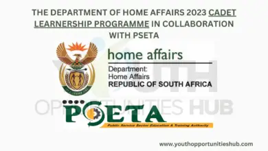 THE DEPARTMENT OF HOME AFFAIRS 2023 CADET LEARNERSHIP PROGRAMME IN COLLABORATION WITH PSETA