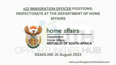 Photo of x12 IMMIGRATION OFFICER POSITIONS: INSPECTORATE AT THE DEPARTMENT OF HOME AFFAIRS