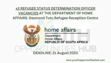 Photo of x3 REFUGEE STATUS DETERMINATION OFFICER VACANCIES AT THE DEPARTMENT OF HOME AFFAIRS: Desmond Tutu Refugee Reception Centre