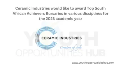 Ceramic Industries would like to award Top South African Achievers Bursaries in various disciplines for the 2023 academic year